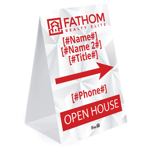 Show details for White 24x36 Open House Triangle Sign (Editable)